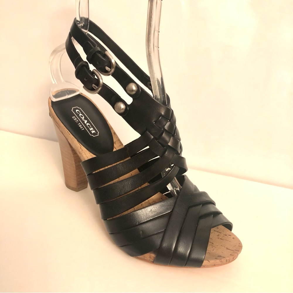 Coach Black Leather Sandal Sz 8